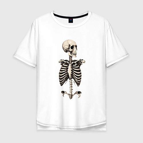 Мужская футболка оверсайз Улыбающийся скелет / Белый – фото 1