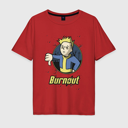 Мужская футболка оверсайз Burnout - vault boy / Красный – фото 1