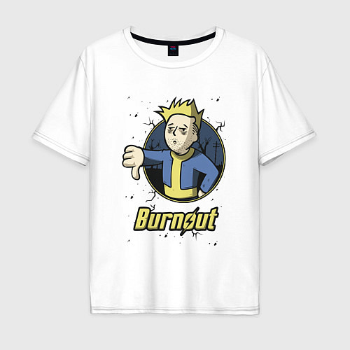 Мужская футболка оверсайз Burnout - vault boy / Белый – фото 1