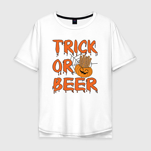 Мужская футболка оверсайз Trick or beer / Белый – фото 1