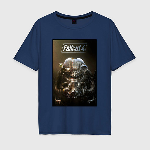 Мужская футболка оверсайз Fallout armour poster / Тёмно-синий – фото 1