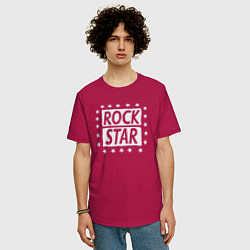 Футболка оверсайз мужская Star rock, цвет: маджента — фото 2