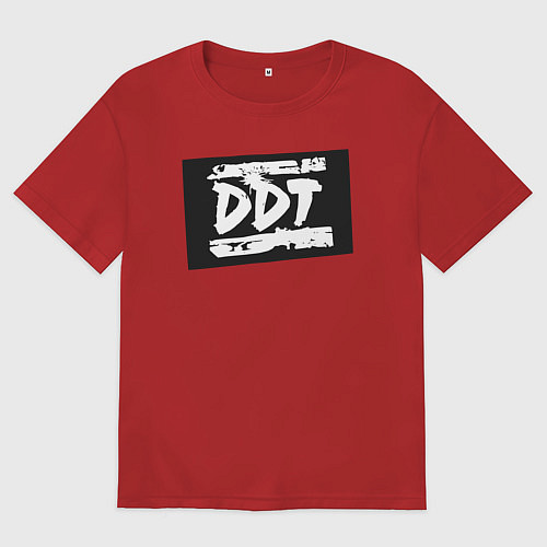 Мужская футболка оверсайз ДДТ - логотип / Красный – фото 1
