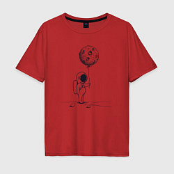 Мужская футболка оверсайз Космонавт с лунным шариком