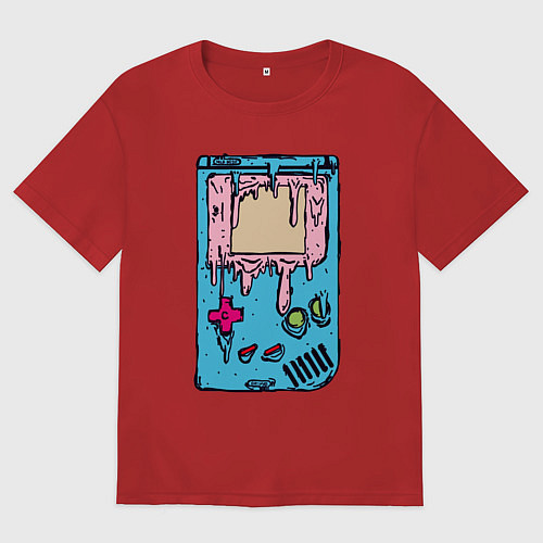 Мужская футболка оверсайз Gameboy психоделика / Красный – фото 1