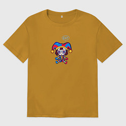 Мужская футболка оверсайз Toy Pomni thinking about exit