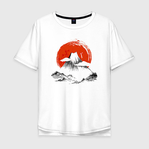 Мужская футболка оверсайз Японская гора / Белый – фото 1