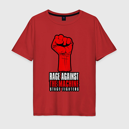 Мужская футболка оверсайз Rage against the machine - fist / Красный – фото 1