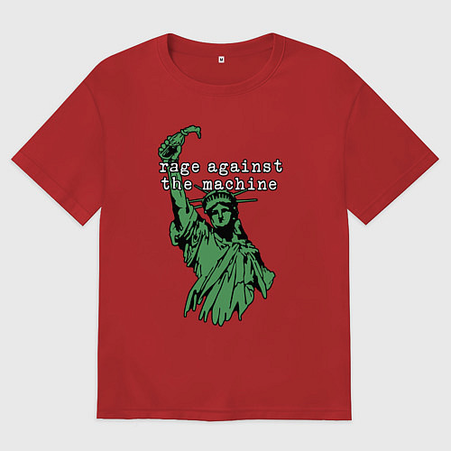 Мужская футболка оверсайз Rage Against - statue of liberty / Красный – фото 1