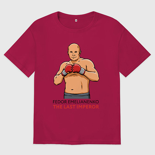 Мужская футболка оверсайз Фёдор Емельяненко последний император / Маджента – фото 1
