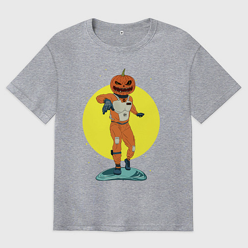 Мужская футболка оверсайз Space pumpkin / Меланж – фото 1