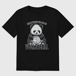 Футболка оверсайз мужская Panda volleyball, цвет: черный