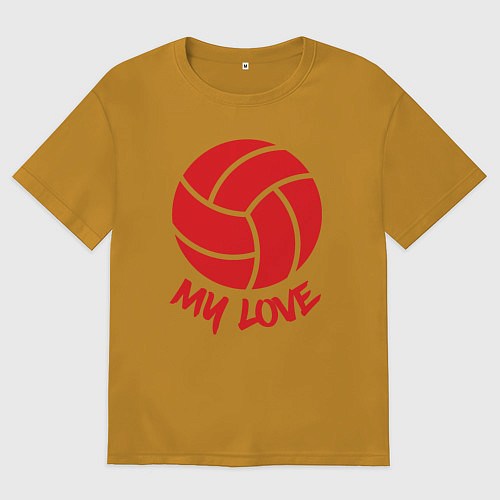 Мужская футболка оверсайз Volleyball my love / Горчичный – фото 1