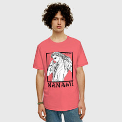 Футболка оверсайз мужская Кэнто Нанами - Магическая битва, цвет: коралловый — фото 2