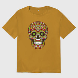 Мужская футболка оверсайз Череп декоративный мексиканский