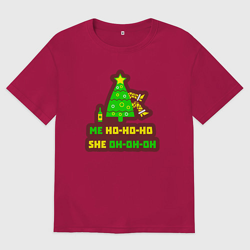 Мужская футболка оверсайз Новогодние голоса / Маджента – фото 1