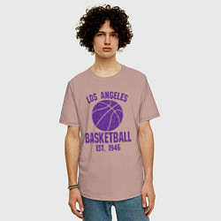Футболка оверсайз мужская Basketball Los Angeles, цвет: пыльно-розовый — фото 2