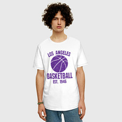 Футболка оверсайз мужская Basketball Los Angeles, цвет: белый — фото 2