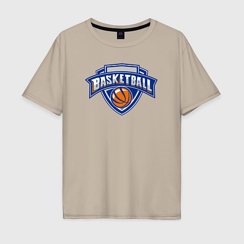 Мужская футболка оверсайз Basketball team / Миндальный – фото 1