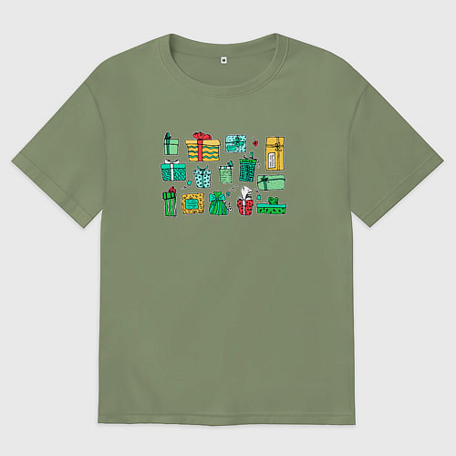 Мужская футболка оверсайз Подарки коробки и открытки праздники / Авокадо – фото 1