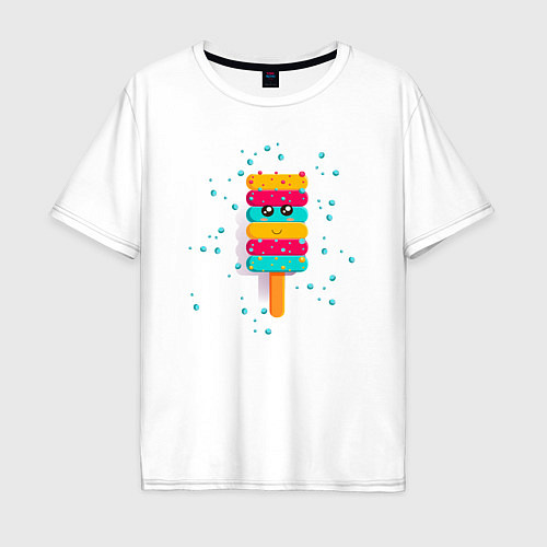 Мужская футболка оверсайз Мороженое пирамидка / Белый – фото 1