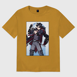Футболка оверсайз мужская Ризли Геншин импакт, цвет: горчичный