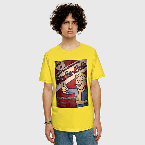 Мужская футболка оверсайз Vault boy - nuclear cola / Желтый – фото 3