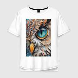 Футболка оверсайз мужская Глаз совы - нейросеть, цвет: белый