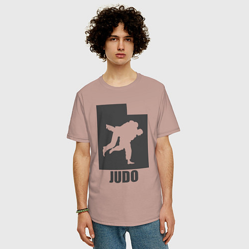 Мужская футболка оверсайз Дзюдоисты / Пыльно-розовый – фото 3