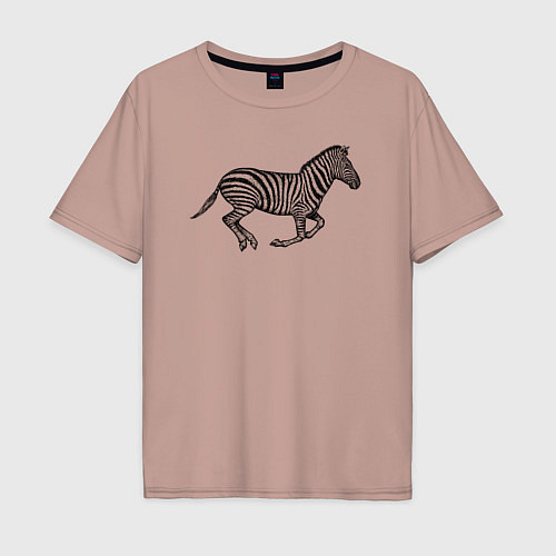 Мужская футболка оверсайз Профиль скачущей зебры / Пыльно-розовый – фото 1