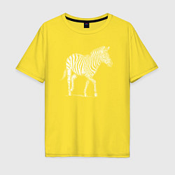 Футболка оверсайз мужская Гравюра зебра скачет, цвет: желтый