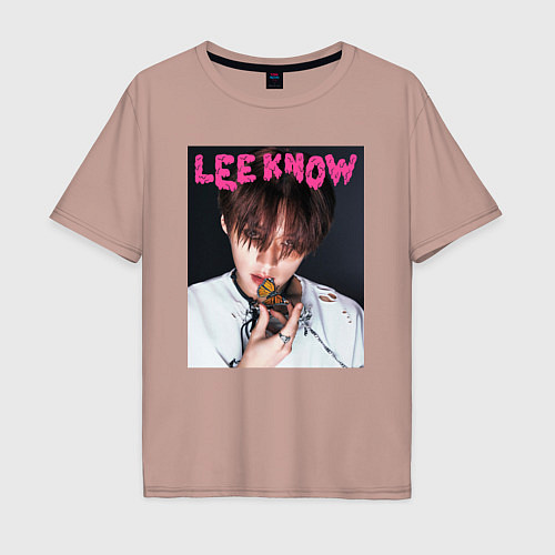 Мужская футболка оверсайз Lee Know Rock Star Stray Kids / Пыльно-розовый – фото 1