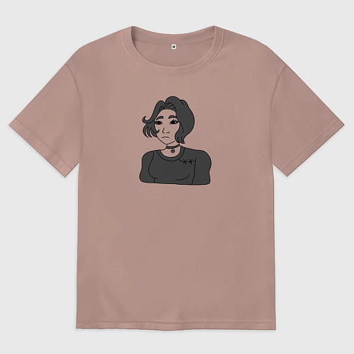 Мужская футболка оверсайз Винишко тян девушка / Пыльно-розовый – фото 1