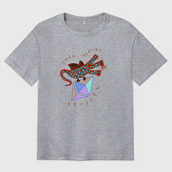 Футболка оверсайз мужская Змей Горыныч с монетой Эфириума, цвет: меланж