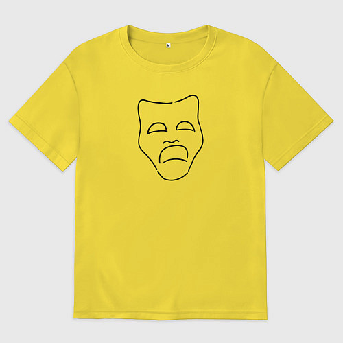 Мужская футболка оверсайз Театральная маска Грусти / Желтый – фото 1
