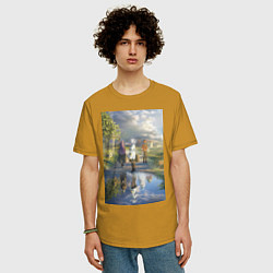 Футболка оверсайз мужская Фрирен провожающая в путь, цвет: горчичный — фото 2