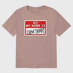 Футболка оверсайз мужская Hi my name is, цвет: пыльно-розовый