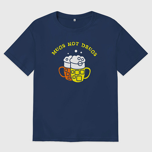 Мужская футболка оверсайз Кружки а не наркотики / Тёмно-синий – фото 1