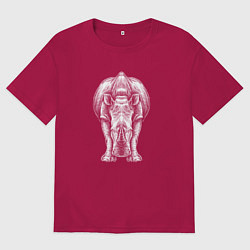 Футболка оверсайз мужская Носорог белый, цвет: маджента