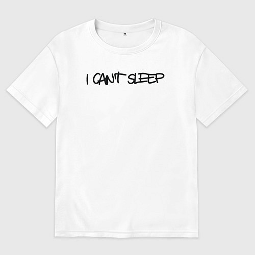 Мужская футболка оверсайз I cant sleep / Белый – фото 1