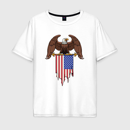 Мужская футболка оверсайз США орёл / Белый – фото 1