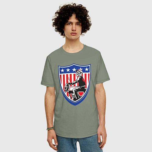 Мужская футболка оверсайз Американский байкер / Авокадо – фото 3