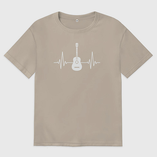 Мужская футболка оверсайз Пульс гитарки / Миндальный – фото 1