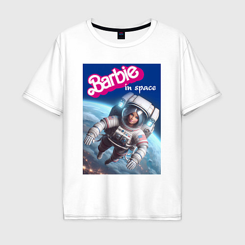 Мужская футболка оверсайз Barbie in space - ai art / Белый – фото 1