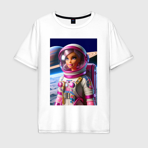 Мужская футболка оверсайз Барби - крутой космонавт / Белый – фото 1