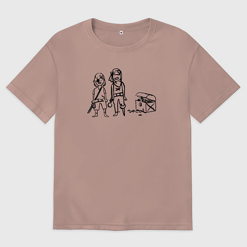 Мужская футболка оверсайз Макс и Хлоя из Life is Strange / Пыльно-розовый – фото 1