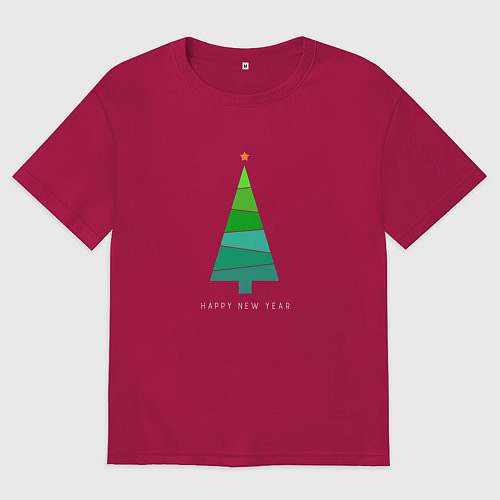 Мужская футболка оверсайз Abstract New Year / Маджента – фото 1