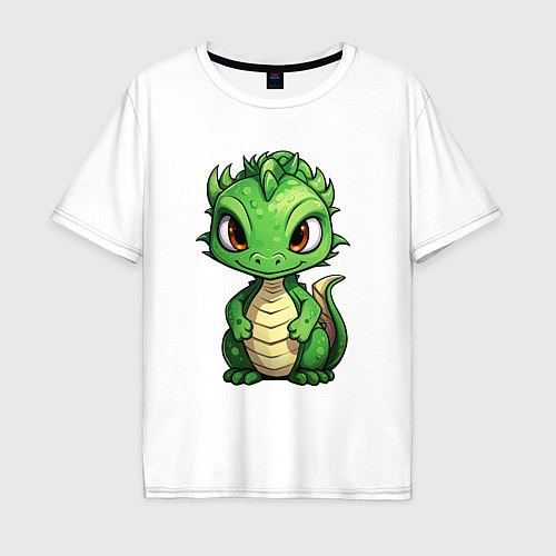 Мужская футболка оверсайз Маленький дракон 2024 / Белый – фото 1