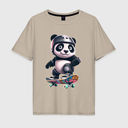 Мужская футболка оверсайз Cool panda on a skateboard - extreme