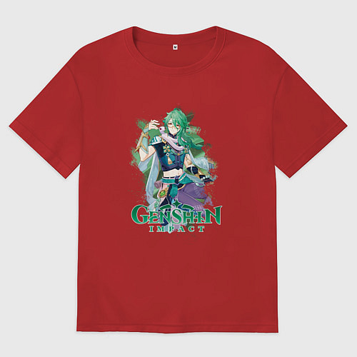 Мужская футболка оверсайз Бай Чжу дендро / Красный – фото 1